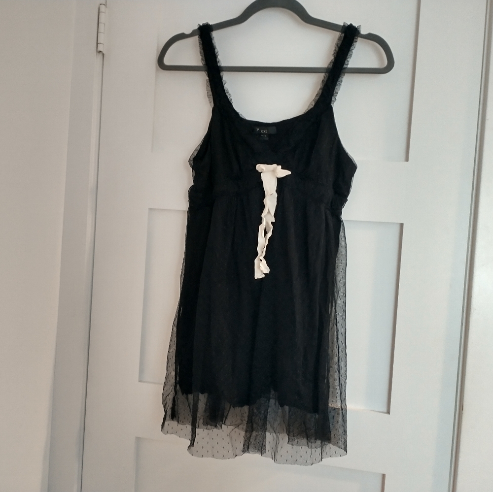 Forever XXI Black Lace Babydoll Sleeveless Top Size M